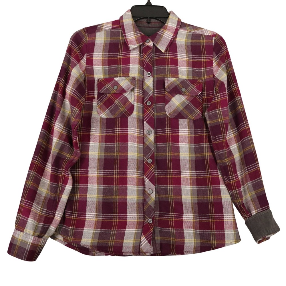 Marmot Plaid Flannel Shirt Women XS Berry Button Down Outdoor Hiking